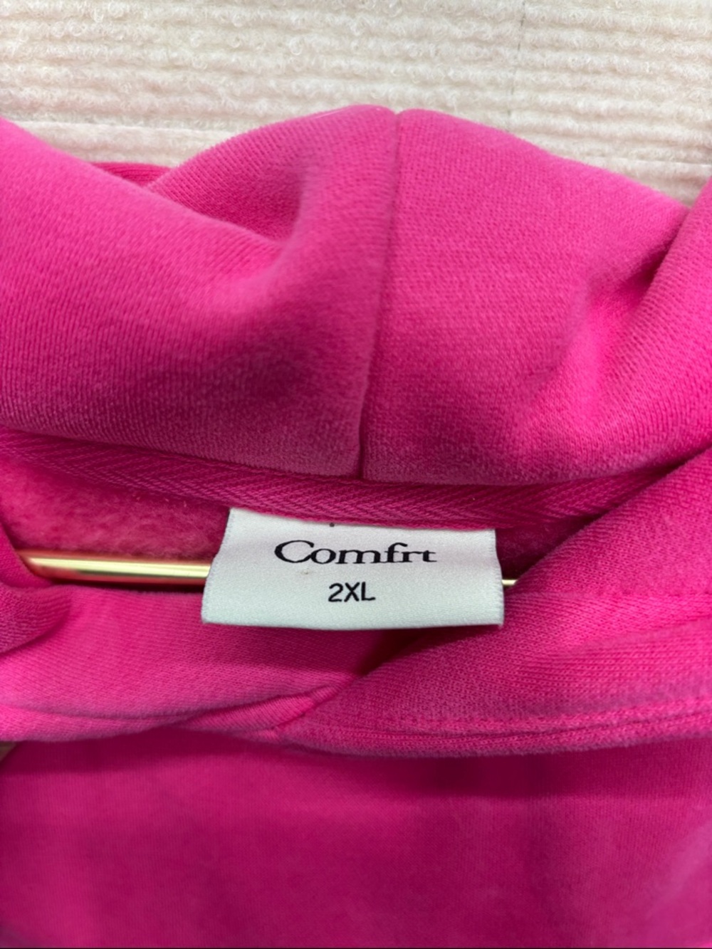 Comfrt Embroidered Women's Hooded Pullover in Hot Pink - Picture 3 of 5